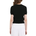 thumbnail image 3 of INSPIRE CHIC Women's Summer V Neck Short Sleeve Knit Cropped Sweaters Cardigan S Black, 3 of 5