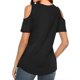 thumbnail image 1 of Guardurnaity Blusa holgada de manga corta con hombros descubiertos para niña Prendas para la parte del cuerpo negro S, 1 of 6