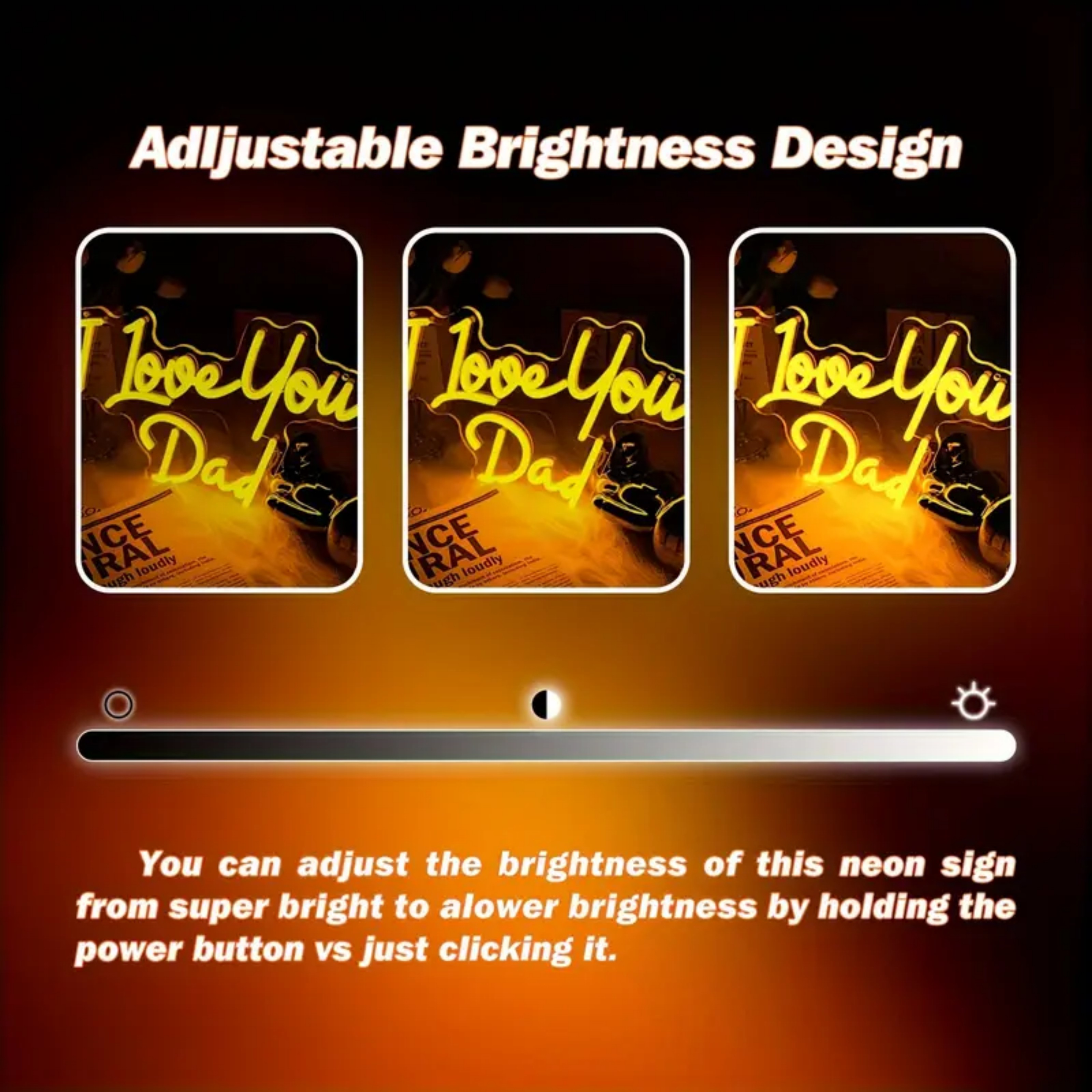UPONRAY I Love You Dad Neon Signs, 15"*10.6" Dimmable & USB-Powered LED Neon Light, Stylish Wall Decor as gifts for Father's Day, Father's Birthday