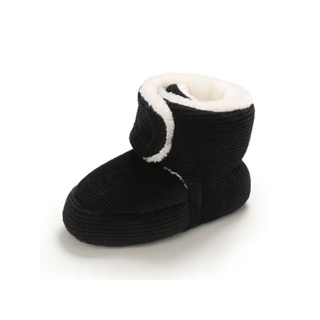 

Colisha Toddler Slipper Booties Plush Lined Boots Winter Warm Crib Shoes Baby Anti-Slip Snow Boot First Walker Black 0-6 months
