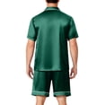 thumbnail image 5 of Garbnen Silk Mens Pajamas Set 2 Piece Short Sleeve Button Down Sleepwear Pjs Shorts Set Casual Mens Loungewear Sets Green XL, 5 of 7