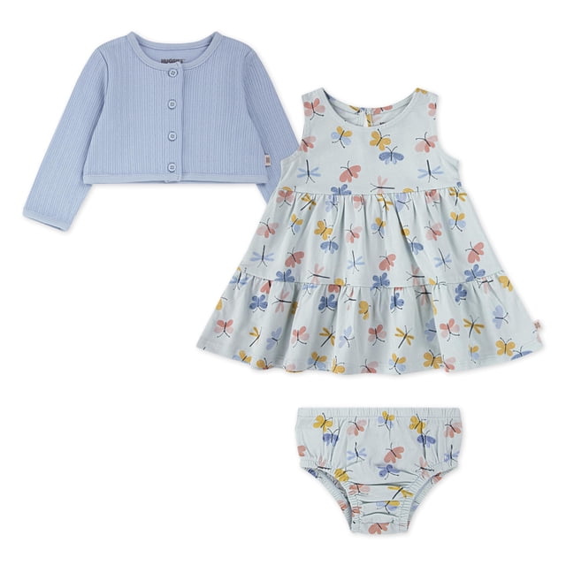 Conjunto de Vestido y Cárdigan para Bebé HUGGIES Algodón Orgánico 2 Piezas