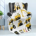 thumbnail image 4 of Cartoon Soft Flannel Fleece Throw Blanket, Yellow Color Construction Site Machinery and Signs Illustration, Cozy Plush for Indoor and Outdoor Use, 70" x 90", Earth Yellow Black Red, by Ambesonne, 4 of 5