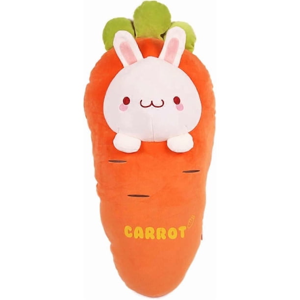 27.5" Bunny Plush Pillow Cute Carrot Stuffed Animal Kawaii Squishy Anime Rabbit Plushie Soft Hugging Body Pillow Plush Toy Gifts for Kids Boys Girls H