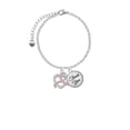 thumbnail image 2 of Delight Jewelry Heart Outline with Pink Ribbon Looping Through - Domed Thank You Charm Bracelet, 6"+2", 2 of 5