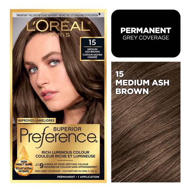 L'Oreal Paris Superior Preference Permanent Hair Color, Oil-in-Gel, Medium Ash Brown, 1 unit