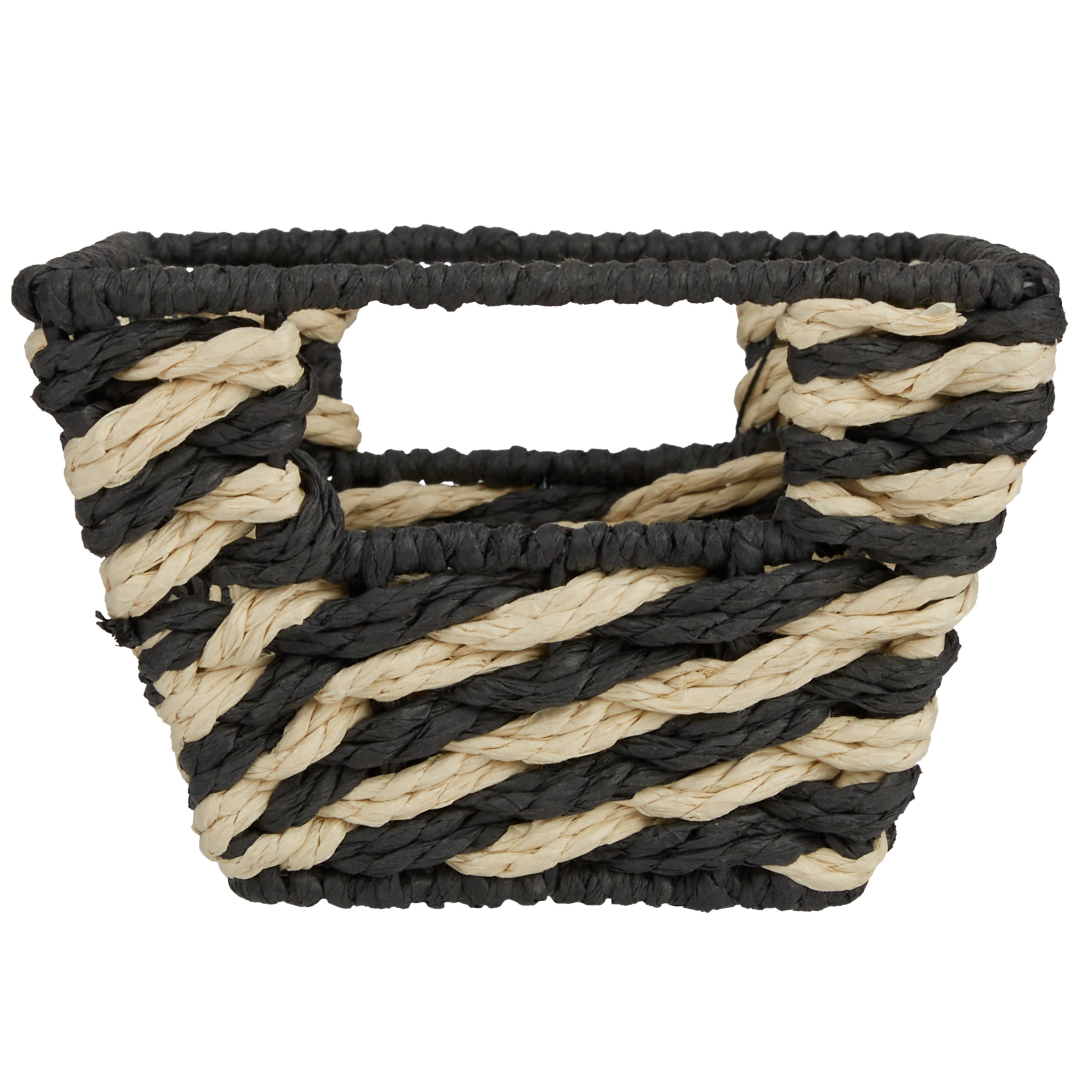 Simplify Small Striped Woven Basket in Black