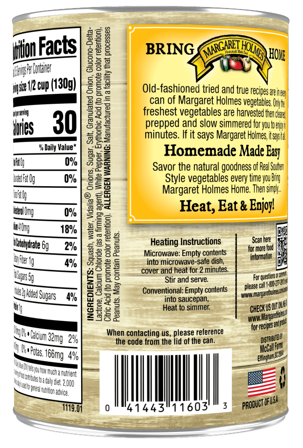 Margaret Holmes Squash with Vidalia Onions, 14.5 oz (Pack of 6)