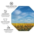 thumbnail image 3 of Naloa Blooming Sunflower Field Leather Coasters for Drinks, Durable Drink Coasters 4 Set for Tabletop Protection, Luxurious Home Décor and Housewarming Gift ( {designName})Octagon, 3 of 6