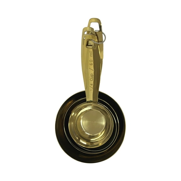 nu steel Stainless Steel Measuring Cups set of 4 Pieces, Nesting Metal Measuring Cups Set for Dry and Liquid Ingredients, Cooking & Baking, gold finish