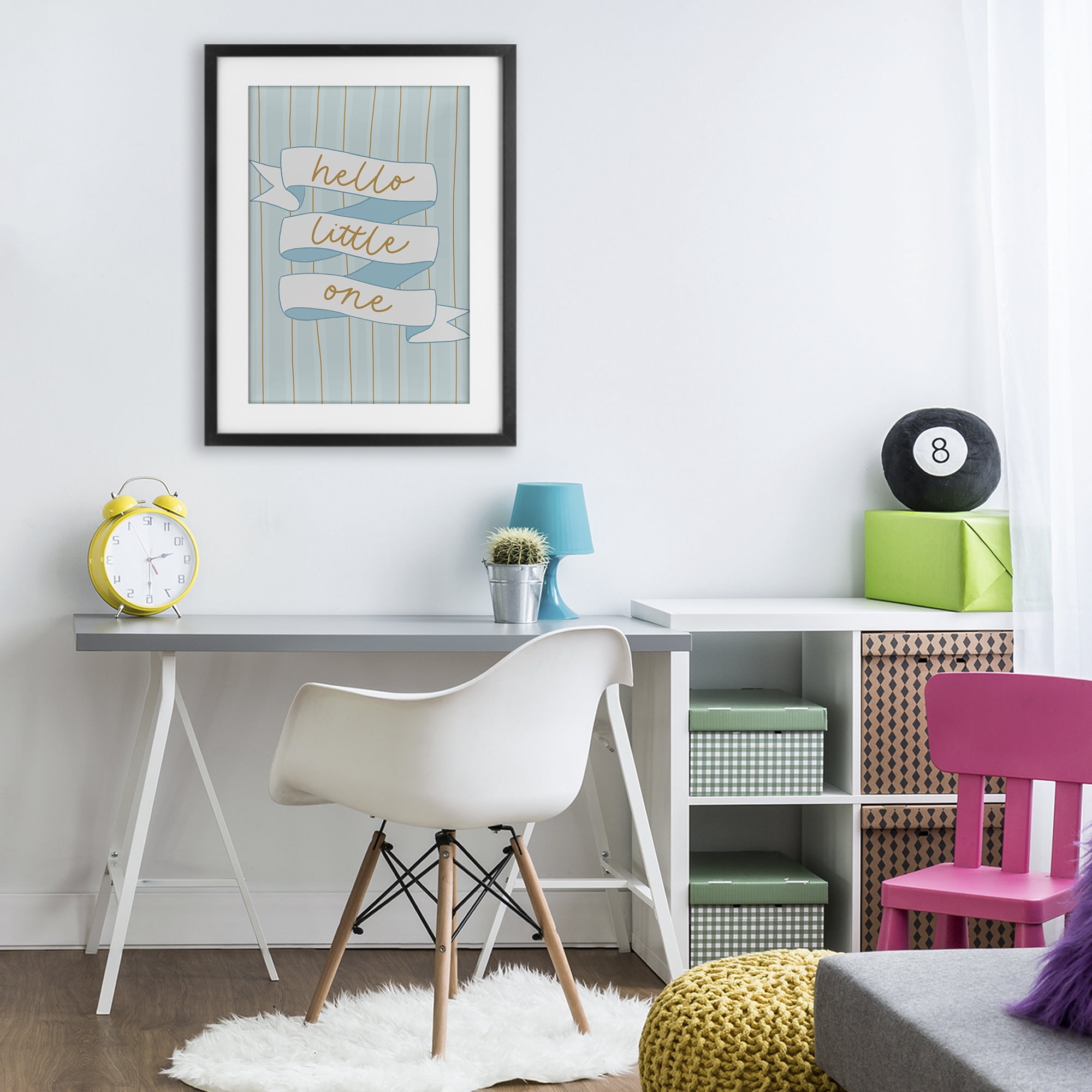 Stupell Industries Blue Hello Little One Black Framed Print Under Glass, design by Amanda Houston