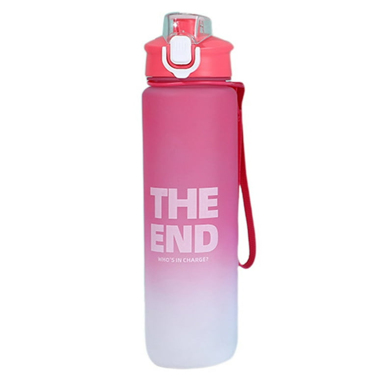 Square Plastic Water Bottle With Handle, Transparent, Straw And Bouncing  Cup Design