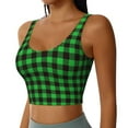 thumbnail image 2 of Hirioo Buffalo Plaid Green Black for Women's Sports Vest with Full-Print Design, Stretchy Fabric and Removable Pads-Large, 2 of 8