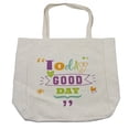 thumbnail image 1 of Saying Shopping Bag, Today is a Day Happiness Happy Moments Word Work Success Print, Eco-Friendly Reusable Bag for Groceries Beach and More, 15.5" X 14.5", Cream, by Ambesonne, 1 of 2