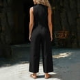 thumbnail image 5 of Iyufng Women's Sleeveless Button Front Jumpsuits Summer Casual Deep V Neck Wide Leg Jumpsuits Overalls with Pockets, 5 of 7