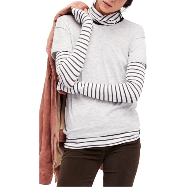 Free People - Playera básica Piper Layered-Look para Mujer, Gris, XS Free People Camiseta básica