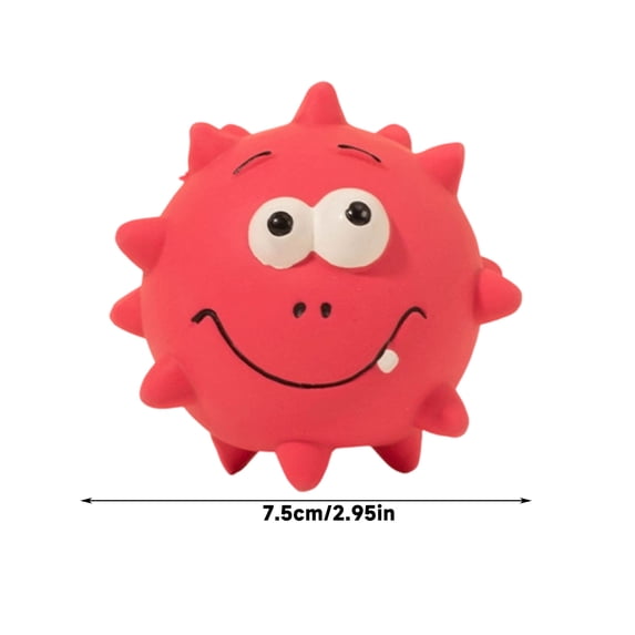 dgysar Latex Squeaky Spiky Ball Dog Toy with Funny Expressions for Small Medium Dogs Elastic Rubber Chew Toy for Teeth Cleaning and Indoor Boredom Relief