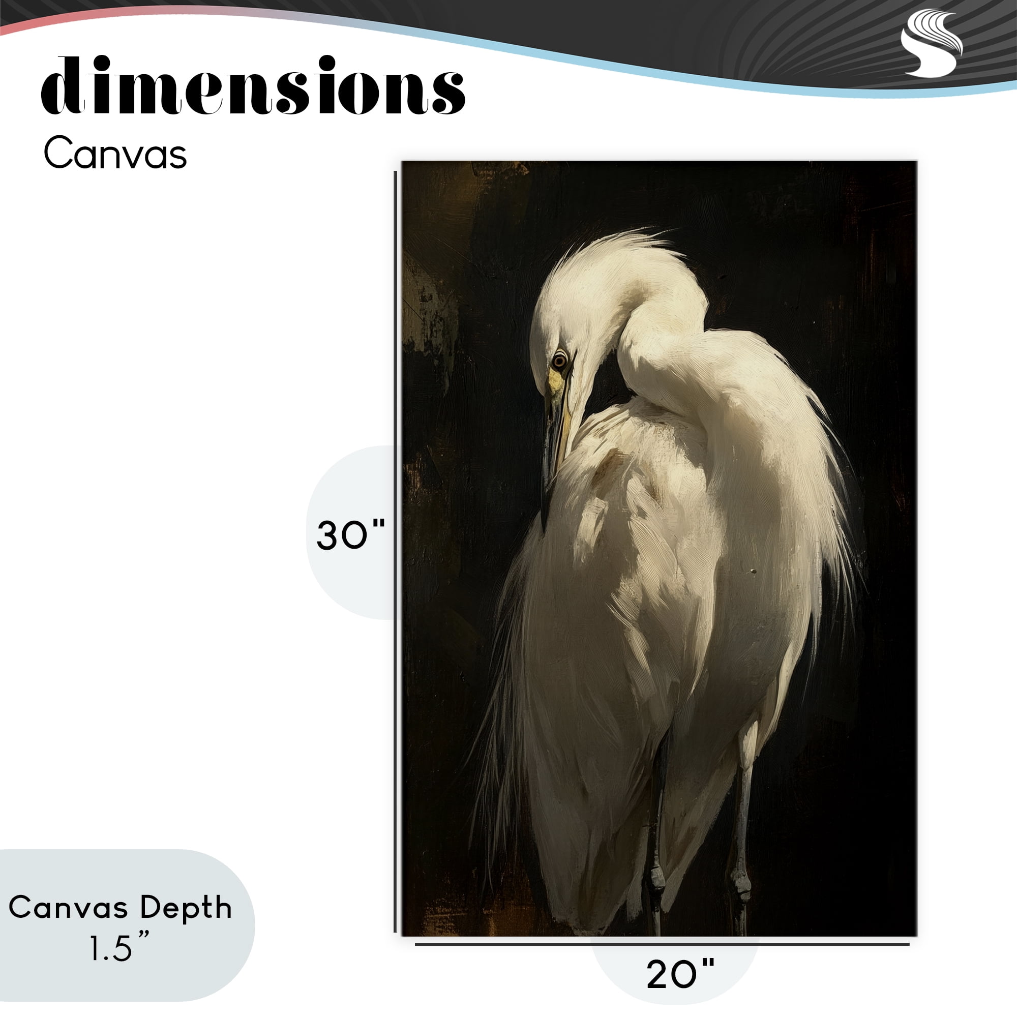 Stupell Industries Feathered Egret in Soft Light Canvas Wall Art, design by Petal Prints Design