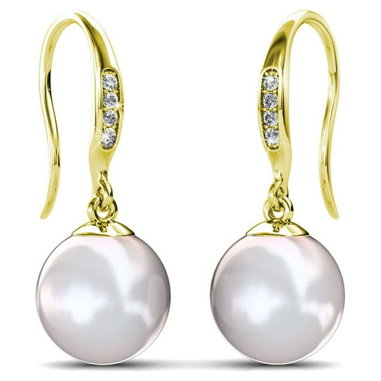 Cate & Chloe Betty 18k Yellow Gold Pearl Crystal Drop Earrings | Jewelry  for Women, Gift for Her