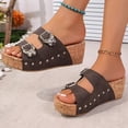 thumbnail image 3 of Rokment Butterfly Platform Wedge Sandals for Women Fashion Comfortable Orthopedic Arch Support Walking Slip on Beach Casual Chunky Heeled Dress Slides Coffee Size 9, 3 of 6