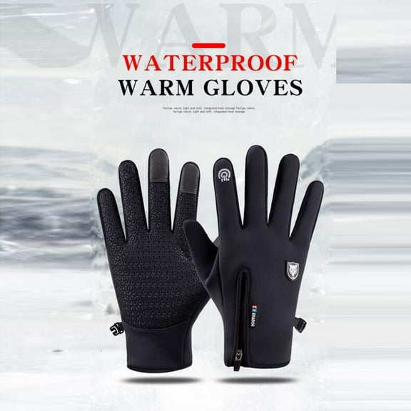 Luxalzxs Winter Mens Cycling Gloves Zipper Touchscreen Windproof Warm Gloves Waterproof Mountaineering Ski Gloves