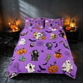 thumbnail image 2 of Homewish Halloween Cartoon Ghost Duvet Cover Queen, Bat Pumpkin Queen Bedding, Lavender Purple Black Orange, Pumpkin Bat Reversible 3-Piece, 1 Duvet Cover and 2 Pillowcases, 2 of 7