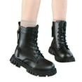 thumbnail image 3 of YMNXA Big Kids Girls Boots Non Slip Side Zipper Lace Up Flat Sole Fashion Comfortable Shoes For Daily Wear Black 4-4.5 Years, 3 of 7