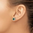 thumbnail image 3 of Primal Gold 14 Karat White Gold Lab Grown Diamond and Created Emerald Halo Post Earrings, 3 of 4