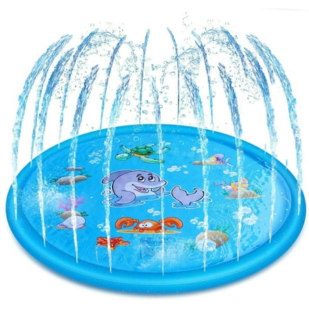 Marlowe Sprinkle Splash Water Mat for Children, Safe to Play Inflatable 68" Mat Swimming Pool Fun Toys Summer Party Backyard Outdoor (L.Blue)
