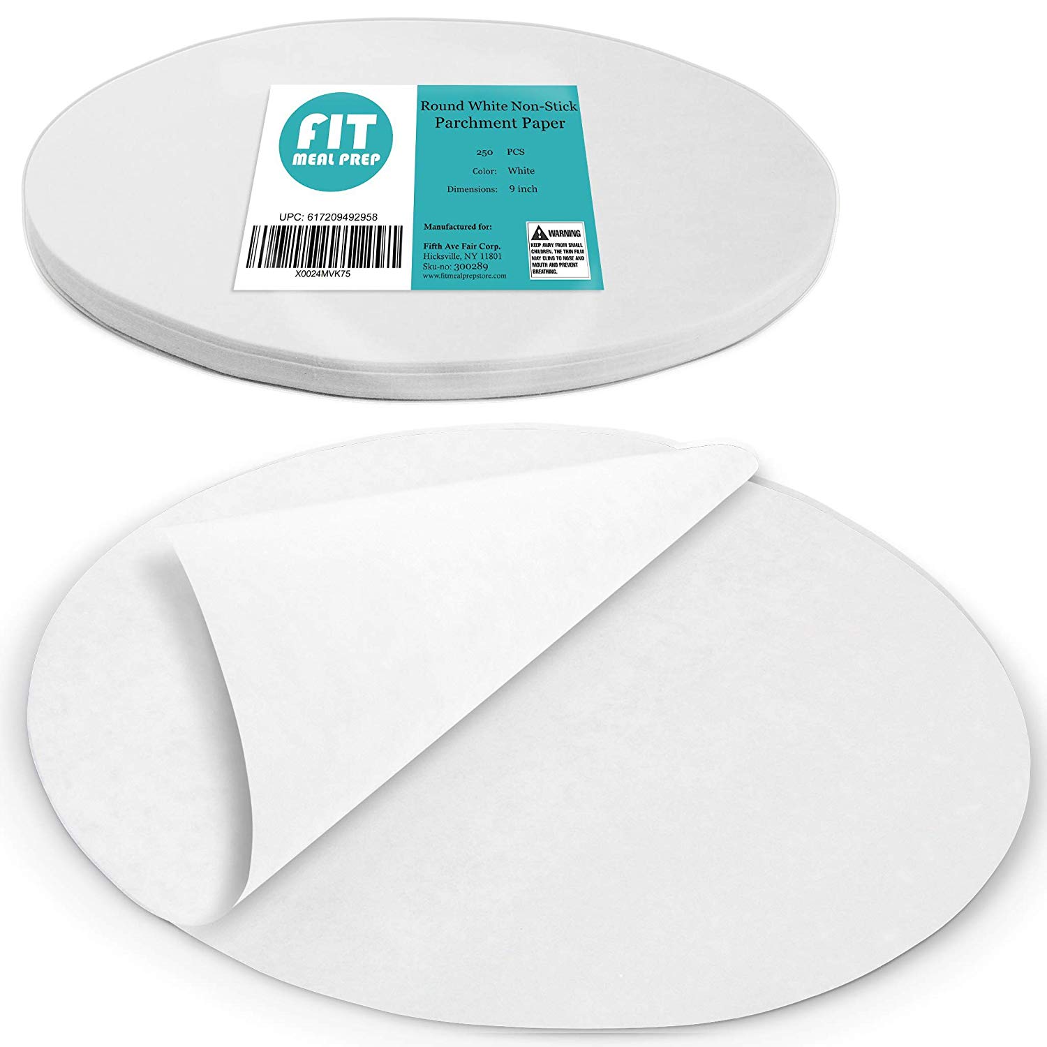 [250 Pack] 9 Inches NonStick Parchment Paper Round White Baking Sheets, Wax Paper Liners for