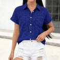 thumbnail image 6 of PIWHJQK Women Casual Sleeveless T Shirt Blouses Plaid Notched Collar Short Sleeve Buttoned Shirt with Front Pocket Summer Outfits, 6 of 6