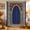 Royal Blue, Crimson, Gold, Azure, variant on Ethnic Arched Shower Curtain, Waterproof Shower Curtains for Bathroom, Blue Vintage Traditional Floral Framed Washable Fabric Bathtub Curtain Set Bath Decor with 12 Hooks Stall 36"x72"