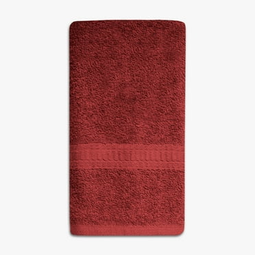 Mainstays 100% Cotton Hand Towel, Super Soft and Highly Absorbent Basic Solid Premium Hand Towel for Bathroom, Hotels, Spa and Gym – Red