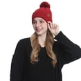 thumbnail image 2 of Foulard, Chapeau et Gants Rouges pour Femmes, Chapeau d'Hiver pour Cyclisme, Couleur Unie, Tricoté, Chaud, 2 of 4