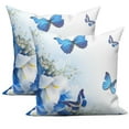 thumbnail image 3 of Blue Floral Butterfly Throw Pillow Covers 18x18 Set of 2,Spring Wildflower Decorative Pillow Cases for Bedroom Sofa Couch, 3 of 6