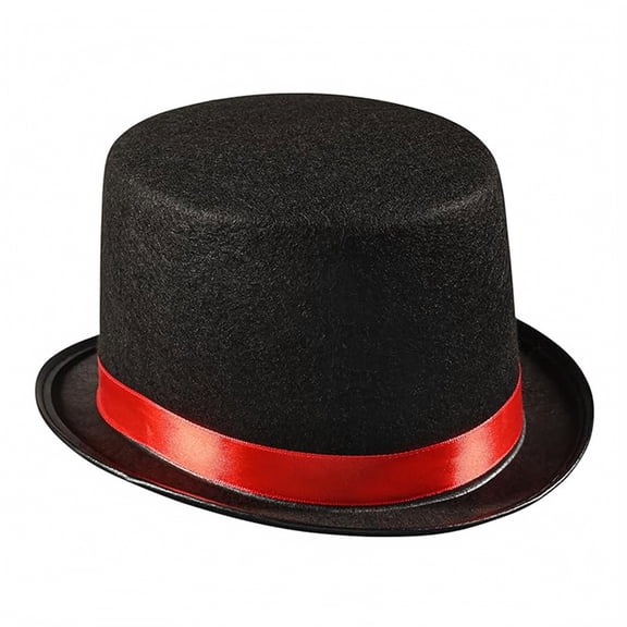 Kamentoy Top Hat Magician Hat Stage Costume Hat Black Tall 15cm Stage Magic Top Hat Red Band Formal Vintage High Costume Hat For Magician Performance Cosplay Halloween