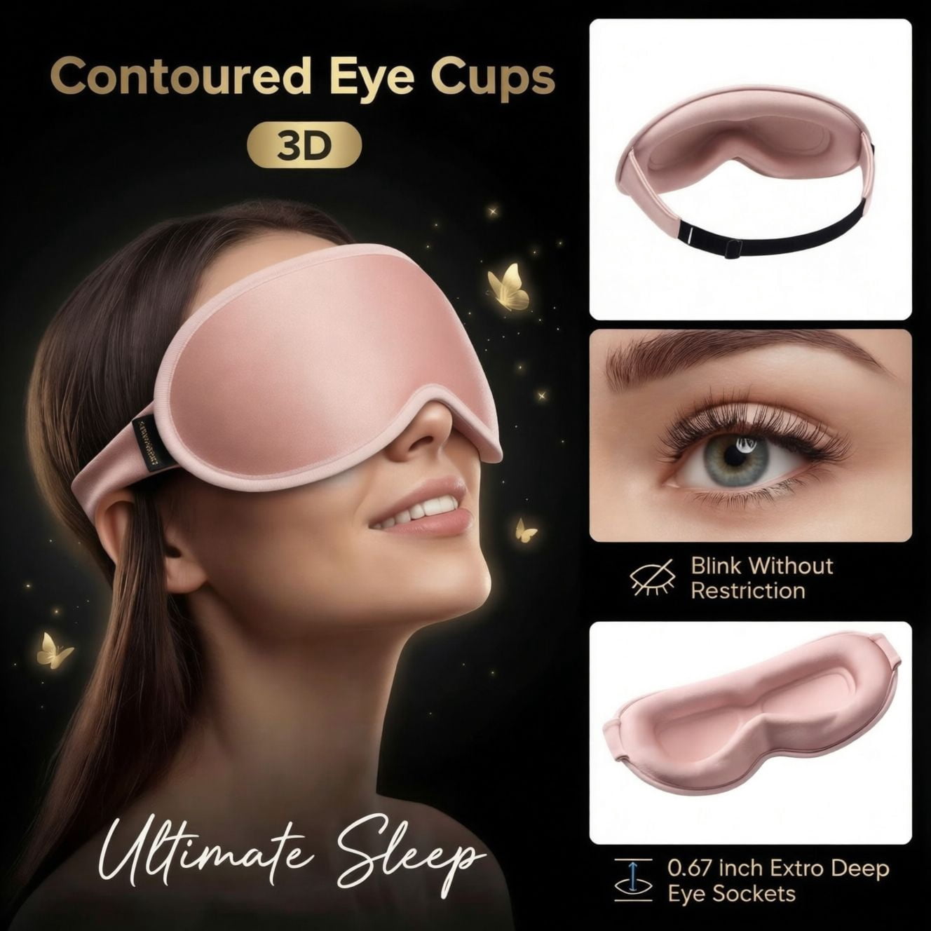 FACEMOON Memory Foam Weighted Eye Mask Soft Adjustable Zero Pressure Design Sleep Eye Mask for Sleep Support with Storage Bag, 2 Pack