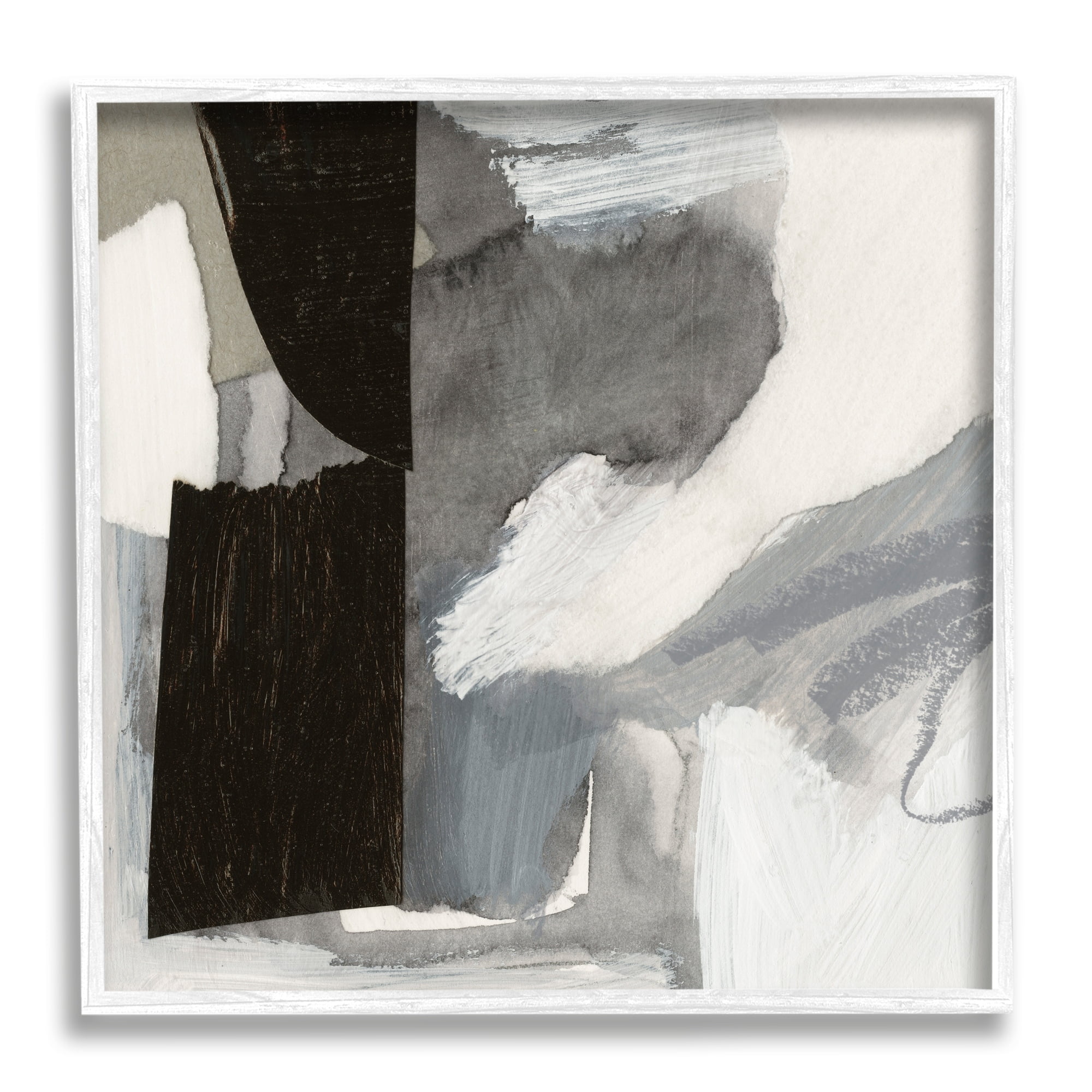 Stupell Industries Bold Black Shapes Layered Abstract Fluid Forms Painting White Framed Art Print Wall Art, Design by Victoria Barnes