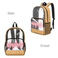 thumbnail image 2 of ZIATUBLES 17 Inch Clear Backpack, Heavy Duty Fabric & PVC Transparent Bag with Reinforced Strap, Large Capacity Ice Cream Waffle Cone Print See Through Bookbag for School, Work & Travel, 2 of 7