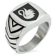 thumbnail image 1 of Stainless Steel Swan Harmony Coat of Arms Shield Chevron Pattern Biker Style Polished Ring, 1 of 1