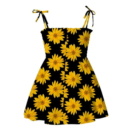 

Toddler Girls Casual Princess Swing Suspended Sleeveless Flower Print Dress