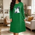 thumbnail image 3 of Taqqpue Womens Halloween Cotton Nightgown Long Sleeves Round Neck Sleepshirt Print Nightshirt Casual Plus Size Knee Length Sleep Dress Pullover Halloween Sleep Shirt for Women, 3 of 6