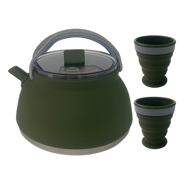 Hervidor Plegable para Exteriores Silicona 1 5 L Viajes (taza Hervidor) Verde