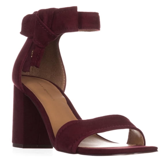 Womens Tommy Hilfiger Sunday Ankle-Strap Heeled Sandals, Dark Red Suede