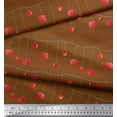 thumbnail image 2 of Soimoi Brown Cotton Duck Fabric Cherries Fruits Print Fabric by the Yard 42 Inch Wide, 2 of 3