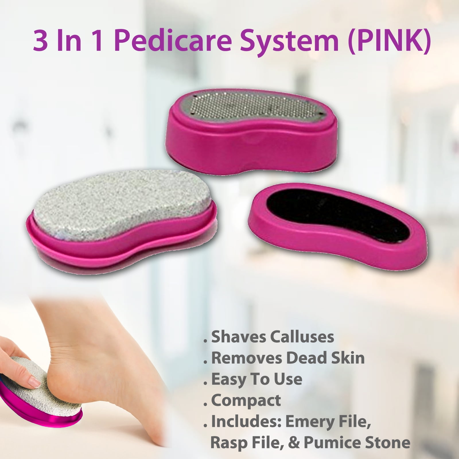 Riorre Professional Foot Scrubber for Hard Skin - Premium 3 in 1 Pedic