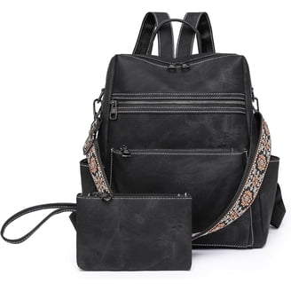 black leather backpack womens amazon Kattee Genuine Purse for Women Multi-functional Elegant Daypack Soft Leather Shoulder Bag Shopping Trip, Medium, Amazon Rucksack Bags For Ladies