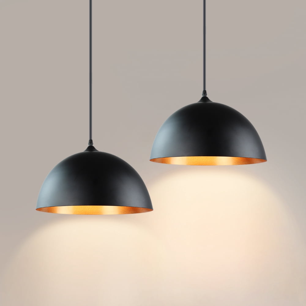 2 Packs Depuley Industrial Pendant Light Farmhouse Plug in Ceiling Light Black Vintage Metal Hanging Lamp Lighting Fixture Adjustable for Living Room Kitchen Island Dining, E26 Base