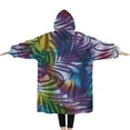 thumbnail image 2 of Oversized Wearable Blanket Hoodie,Colorful Tropical Leaf Pattern Sherpa Blanket Hoodie with Super Pockets,Super Warm Fuzzy Pullover for Women & Men, 2 of 6