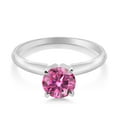 thumbnail image 2 of Gem Stone King 14K White Gold Pink Moissanite Solitaire Engagement Ring for Women (1.00 Cttw, Gemstone, Round 6.5MM, Size 6), 2 of 4